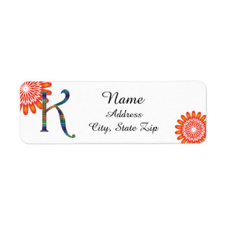 Blumiges hell oranges Buchstabe K Mosaik-Monogramm