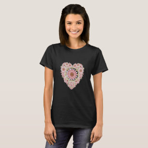 Blumiges Herz-Ästhetik-T-Shirt für Frauen T-Shirt