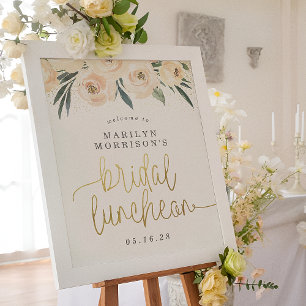 Blumiges Hochzeits-Lunch-Gold-Glitter-Willkommenss Poster