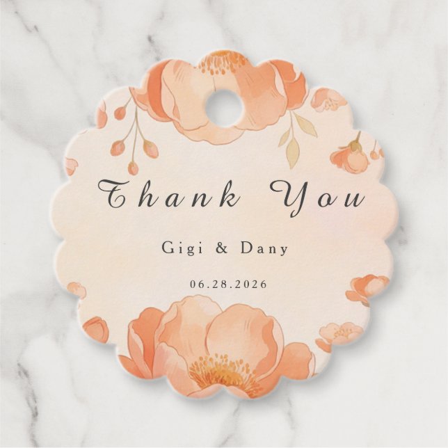 Blumiges Hochzeitsgeschenk-Tag Geschenkanhänger (Vorderseite)