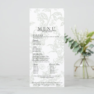 Blumiges Hochzeitsmenü Menükarte