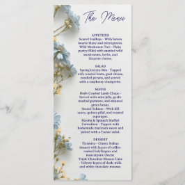 Blumiges Hochzeitsmenü, Minimalistisches Menü, Ele Menükarte