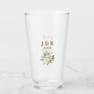 Blumiges Hochzeitsmonogramm Glas