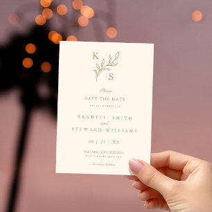 Blumiges Hochzeitsmonogramm Minimalistische Save-t Save The Date