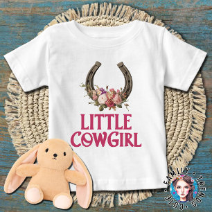Blumiges Hufeisen Kleine Cowgirl Mädchen Baby T-shirt