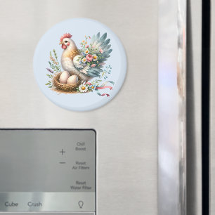 Blumiges Huhn mit Eiern Vintage Farmhouse Charme Magnet
