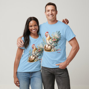 Blumiges Huhn mit Eiern Vintage Farmhouse Charme T-Shirt