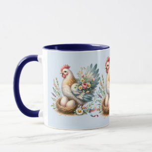 Blumiges Huhn mit Eiern Vintage-Landhaus-Charme Tasse