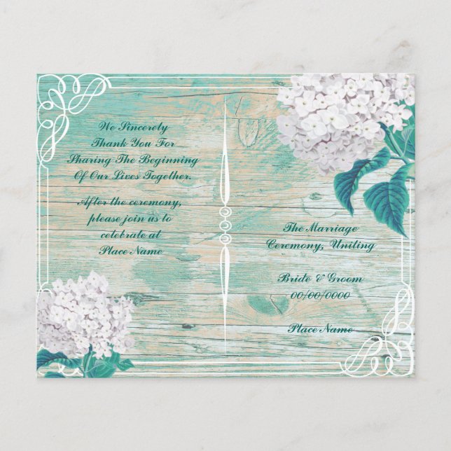Blumiges ländliches Hochzeitsprogramm (Vorderseite)