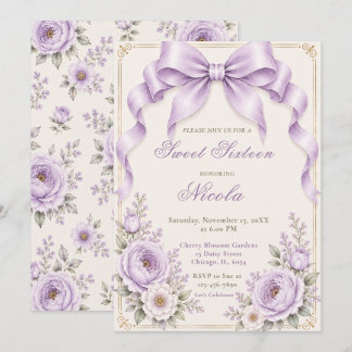 Blumiges Lavendel Coquette-Band Sweet Sixteen Einladung