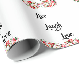 Blumiges "Leben, Lachen, Lieben" Elegant Geschenkpapier