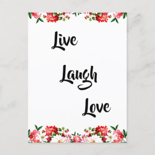 Blumiges "Leben, Lachen, Lieben" Elegant Postkarte