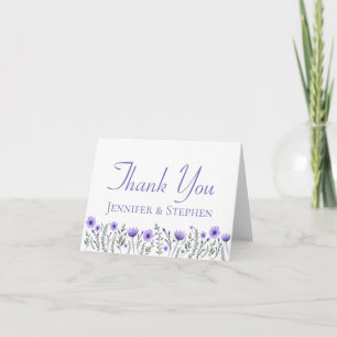 Blumiges Lila Dankeschön Wildblumen Hochzeitsfeier Dankeskarte