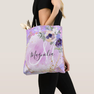 Blumiges lila, rosa und goldenes Regenbogen-Marmor