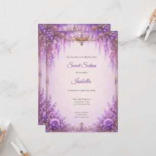 Blumiges Lila Sweet Sixteen Einladung