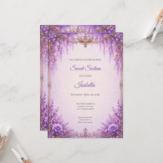 Blumiges Lila Sweet Sixteen Einladung