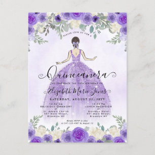 Blumiges Lila-Veilchen-Prinzessin-Geburtstags-Quin Postkarte