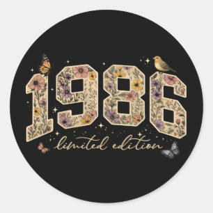 Blumiges limitiertes 40. Geburtstagsedition 1986 Runder Aufkleber