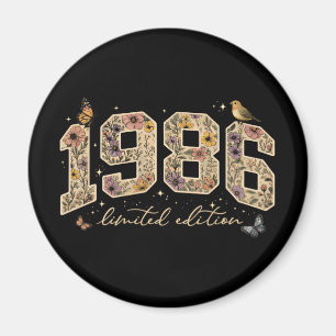 Blumiges limitiertes 40. Geburtstagsjubiläum 1986 Magnet