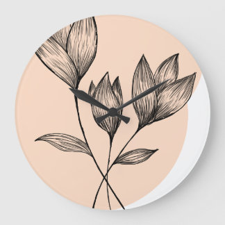 Blumiges Minimalistik-Design Große Wanduhr