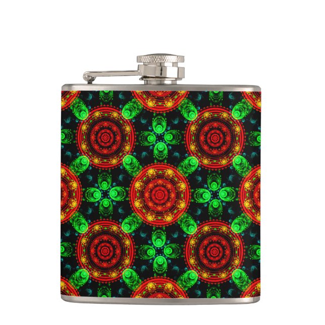 Blumiges modernes Boho-elegantes abstraktes Muster Flachmann (Vorderseite)