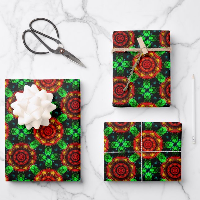 Blumiges modernes Boho-elegantes abstraktes Muster Geschenkpapier Set (Vorderseite)