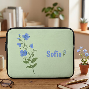 Blumiges modernes Gänseblümchen blau Mädchen elega Laptopschutzhülle