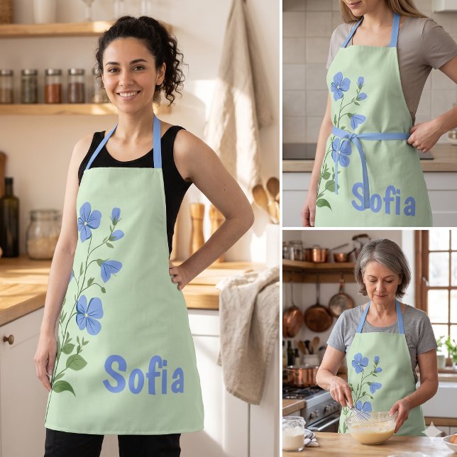 Blumiges modernes Gänseblümchen blau Mädchen elega Schürze (Von Creator hochgeladen)