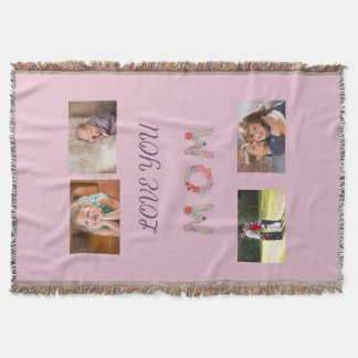 Blumiges MOM Love You Farbverlauf-Design Decke