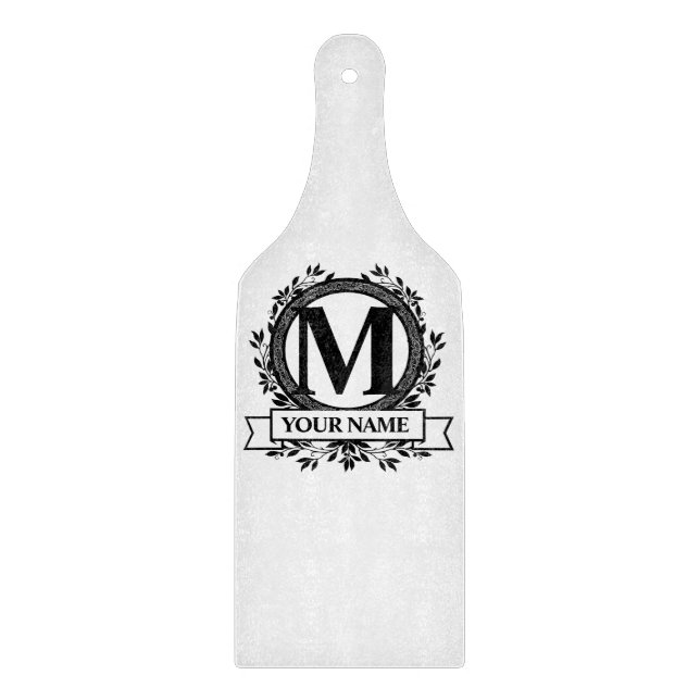 Blumiges Monogramm-Design Schneidebrett (Vorderseite)
