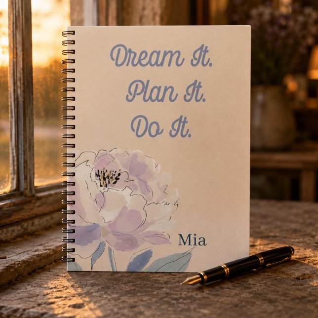 Blumiges Monogramm Notizblock (Journal, Notes, Sketchbook - Inspirational with monogrammed name Gift for women. )