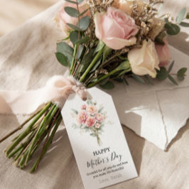 Blumiges Muttertags-Geschenk-Tag, rosa Rosenstrauß Geschenkanhänger