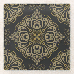 Blumiges nahtloses, vintage, botanisches Design. Glasuntersetzer