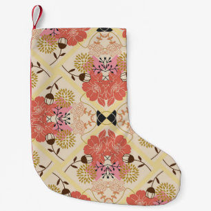 Blumiges nahtloses Vintage-Musterdesign. Kleiner Weihnachtsstrumpf