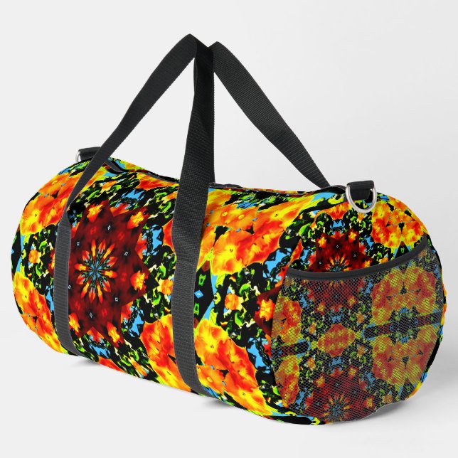 Blumiges Orange Duffle Bag (Rechte Ecke)