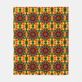 Blumiges Orange Fleecedecke