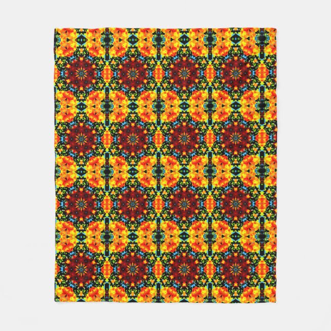 Blumiges Orange Fleecedecke (Vorderseite)