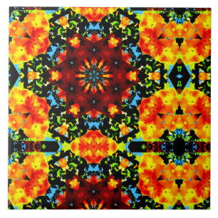 Blumiges Orange Fliese