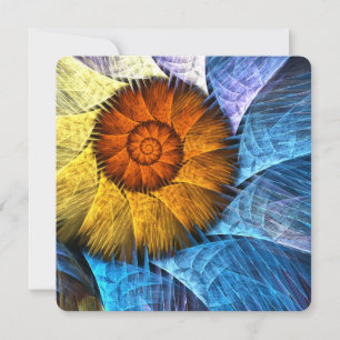 Blumiges Orange Gelb Blau Abstraktes Kunstwerk Einladung