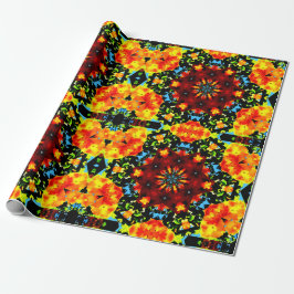 Blumiges Orange Geschenkpapier