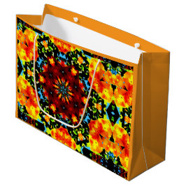 Blumiges Orange Große Geschenktüte