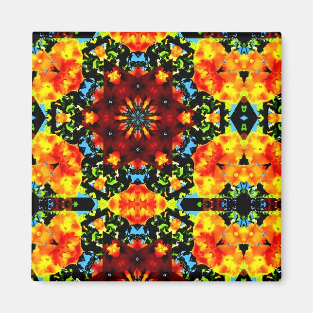 Blumiges Orange Magnet (Vorne)