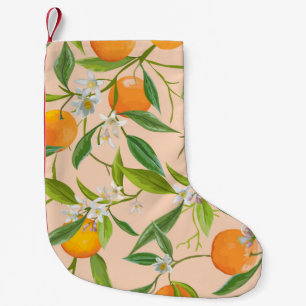 Blumiges Orange: Nahtloses Vintage-Muster Kleiner Weihnachtsstrumpf