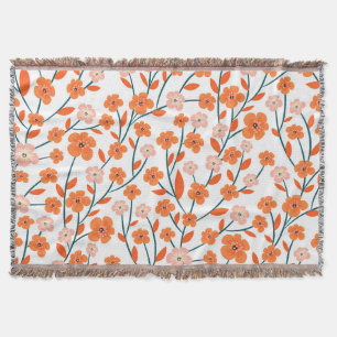 Blumiges Orange Pastell Weiß Nahtlos Decke