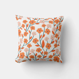 Blumiges Orange Pastell Weiß Nahtlos Kissen