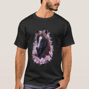 Blumiges Pferdemädchen Reiten Pferdemädchen Liebe T-Shirt