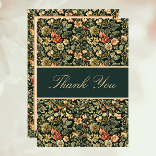 Blumiges Pfirsich-Grün-Cream-William-Morris-Inspir Dankeskarte