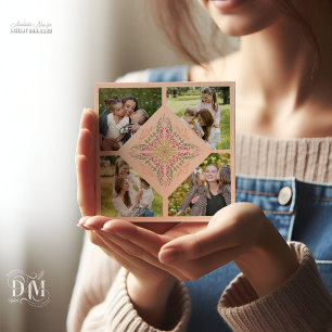 Blumiges Pfirsich Kaleidoskop Schrift Beste Mama Feiertagskarte