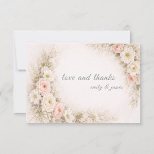 Blumiges redaktionelles Bouquet Save-the-Date-Kart Dankeskarte