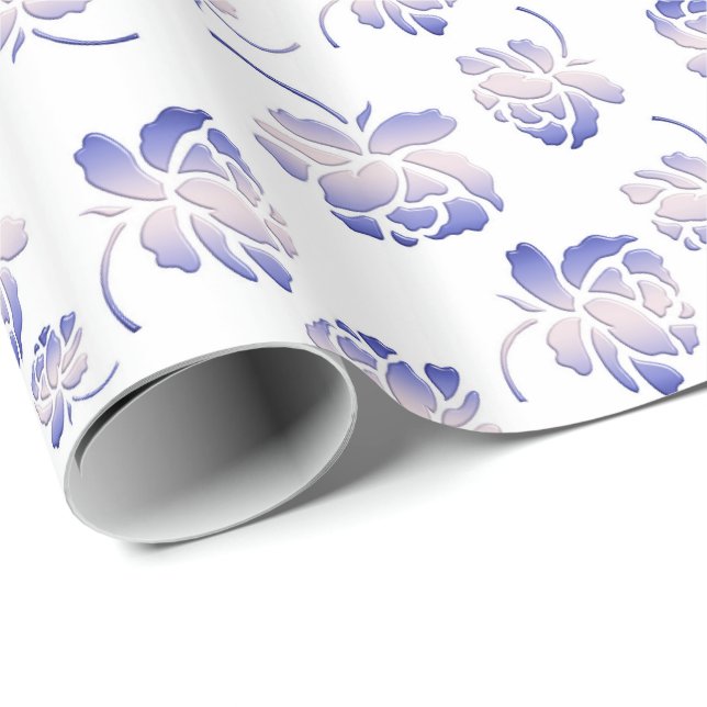 blumiges Retro-Muster Geschenkpapier (Rolleneckpunkt)